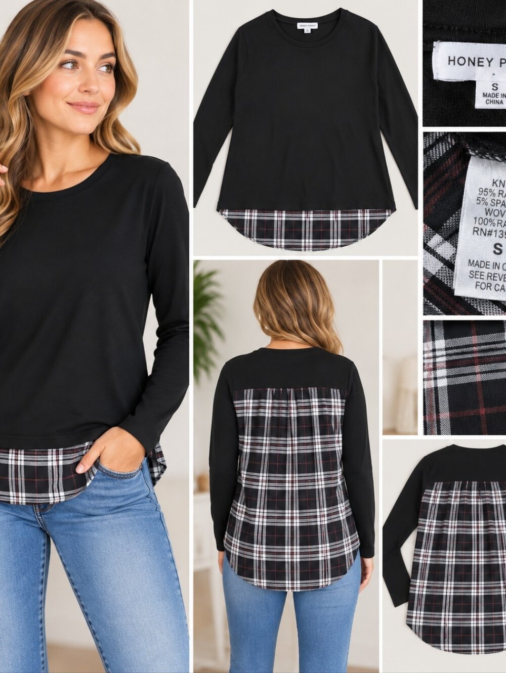 Honey Punch Mixed Material Sweater